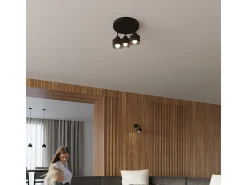 Lámparas de techo Zavros moderno de acero - 3 fuentes luminosas 4000K - L.32 x A.29 cm - negro