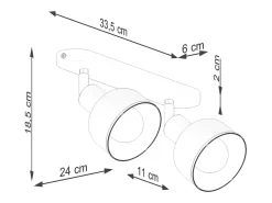 Lámparas de techo Zenda desván de acero - 2 fuentes luminosas 4000K - L.47 x A.18,5 cm - blanco