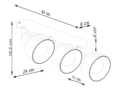 Lámparas de techo Zenda desván de acero - 3 fuentes luminosas 4000K - L.59 x A.18,5 cm - negro