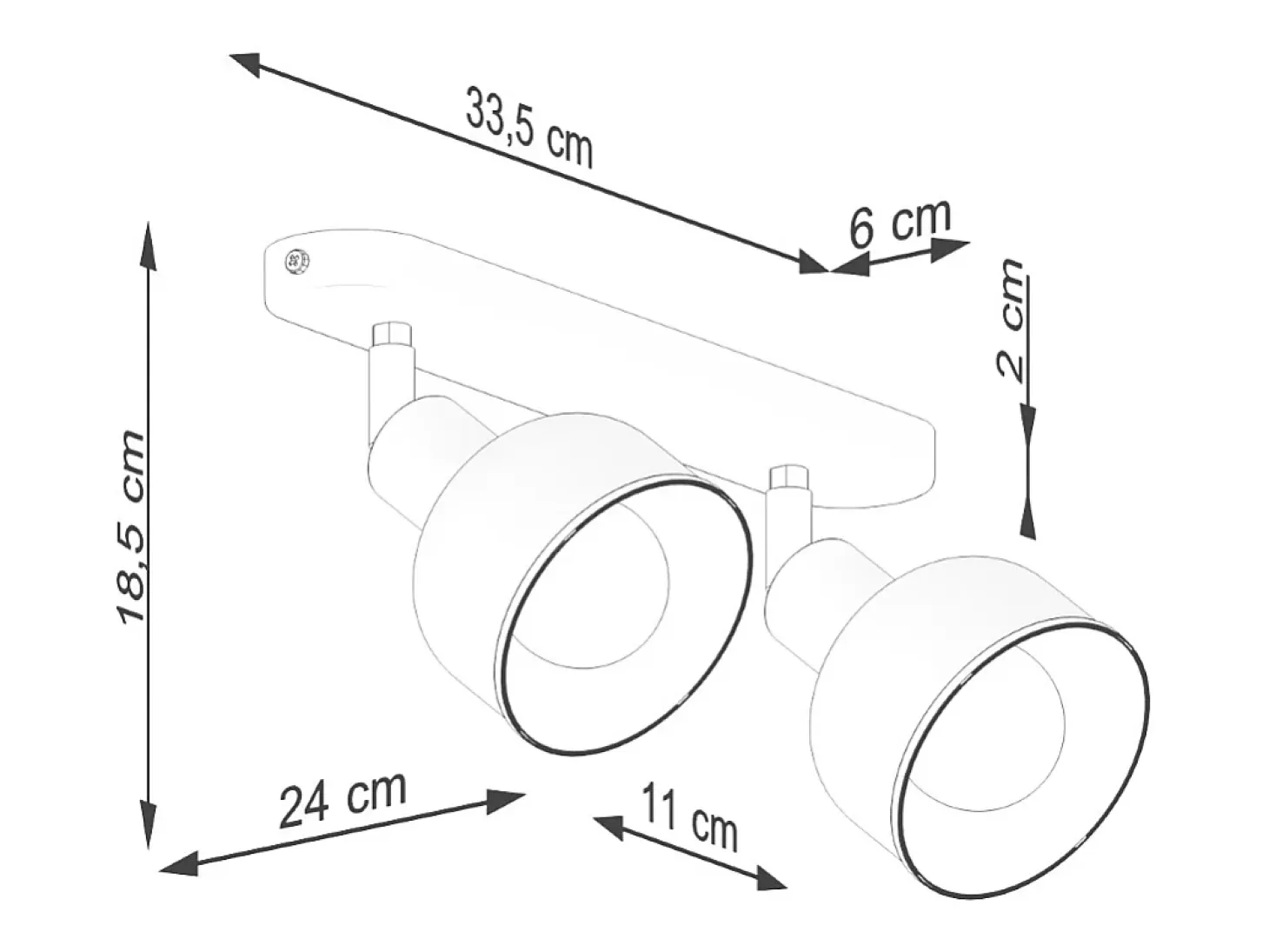 Lámparas de techo Zenda desván de acero - 2 fuentes luminosas 3000K - L.47 x A.18,5 cm - blanco