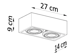 Lámparas de techo Zentra industrial de concreto - 2 fuentes luminosas 3000K - L.27 x A.9 cm - gris