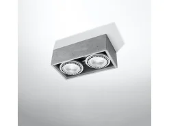 Lámparas de techo Zentra industrial de concreto - 2 fuentes luminosas 3000K - L.27 x A.9 cm - gris