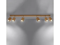 Lámparas de techo Zezu escandinavo de madera - 6 fuentes luminosas 4000K - L.120 x A.20 cm - roble