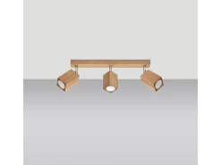 Lámparas de techo Zezu escandinavo de madera - 3 fuentes luminosas 3000K - L.45 x A.20 cm - roble