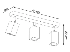 Lámparas de techo Zezu escandinavo de madera - 3 fuentes luminosas 3000K - L.45 x A.20 cm - roble