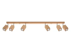 Lámparas de techo Zezu escandinavo de madera - 6 fuentes luminosas 3000K - L.120 x A.20 cm - roble