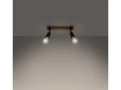 Lámparas De Techo Zuca Moderno De Acero/Madera - 2 Fuentes Luminosas - L.38 X A.14 Cm - Madera Negra