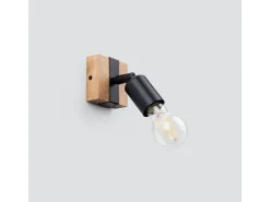 Lámparas De Techo Zuca Moderno De Acero/Madera - 1 Fuentes Luminosas - L.14 X A.11 Cm - Madera Negra