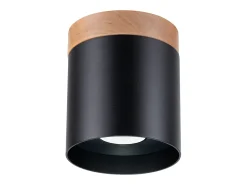 Lámparas de techo Zyn escandinavo de madera/aluminio - 1 fuentes luminosas 4000K - L.12 x A.14 cm - negro/madera natural