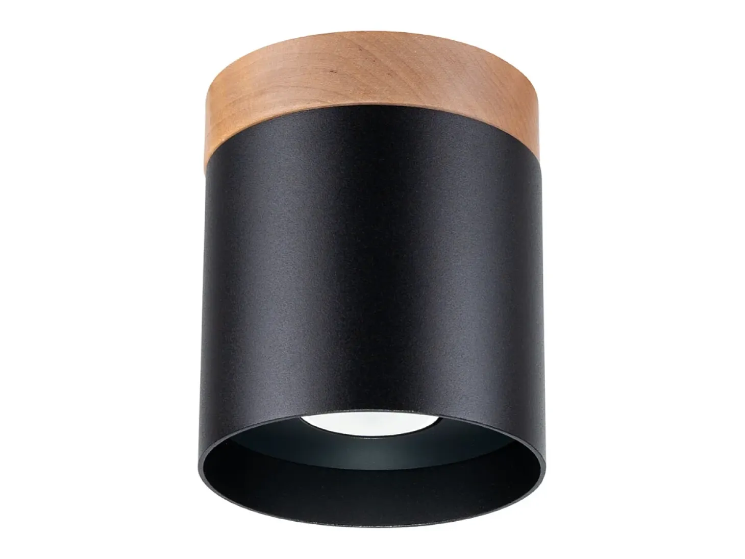 Lámparas de techo Zyn escandinavo de madera/aluminio - 1 fuentes luminosas 4000K - L.12 x A.14 cm - negro/madera natural