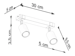 Lámparas de techo Zynelix escandinavo de acero/madera natural - 2 fuentes luminosas 4000K - L.38 x A.17,2 cm - negro/madera natural