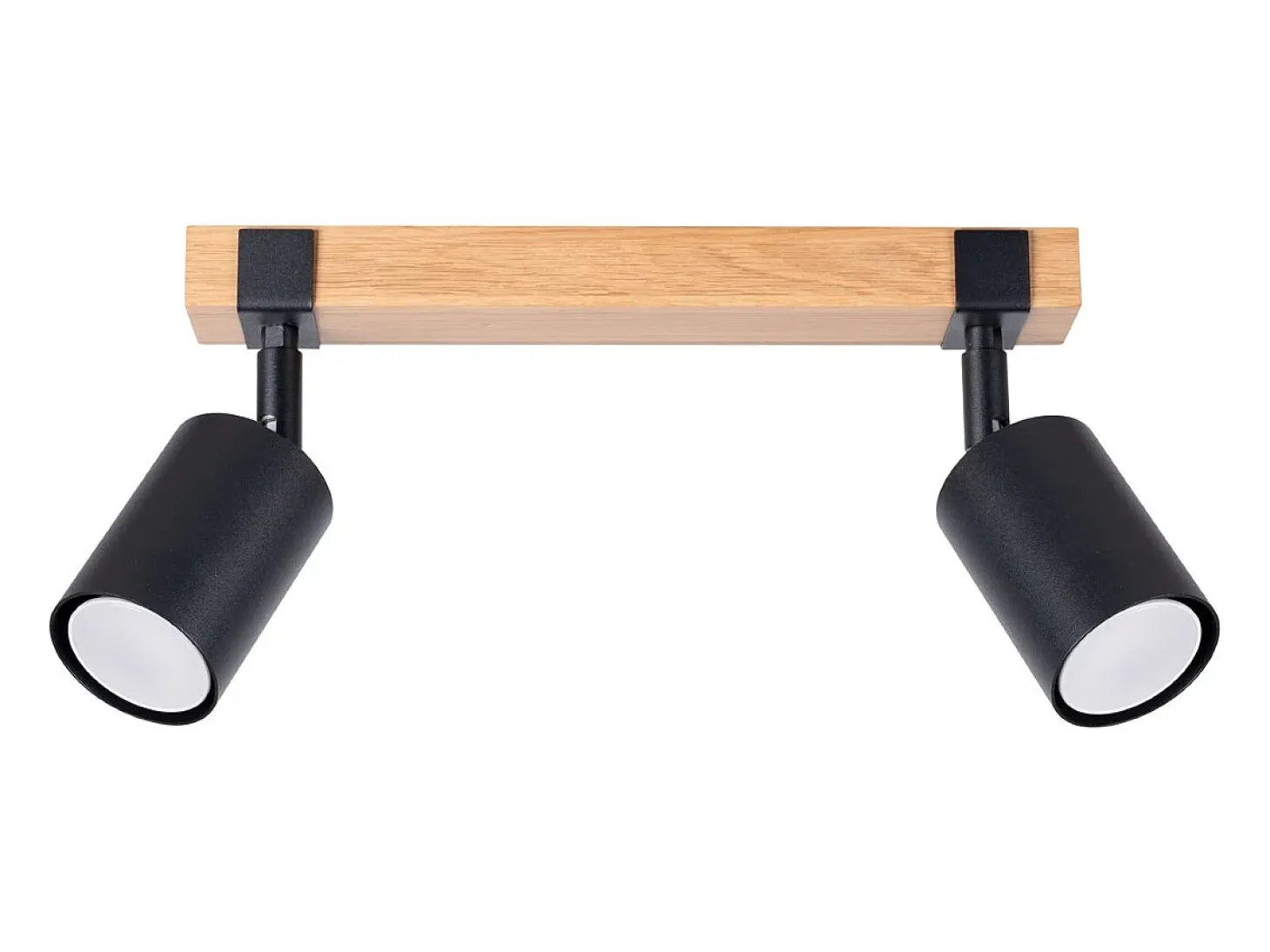 Lámparas de techo Zynelix escandinavo de acero/madera natural - 2 fuentes luminosas 3000K - L.38 x A.17,2 cm - negro/madera natural