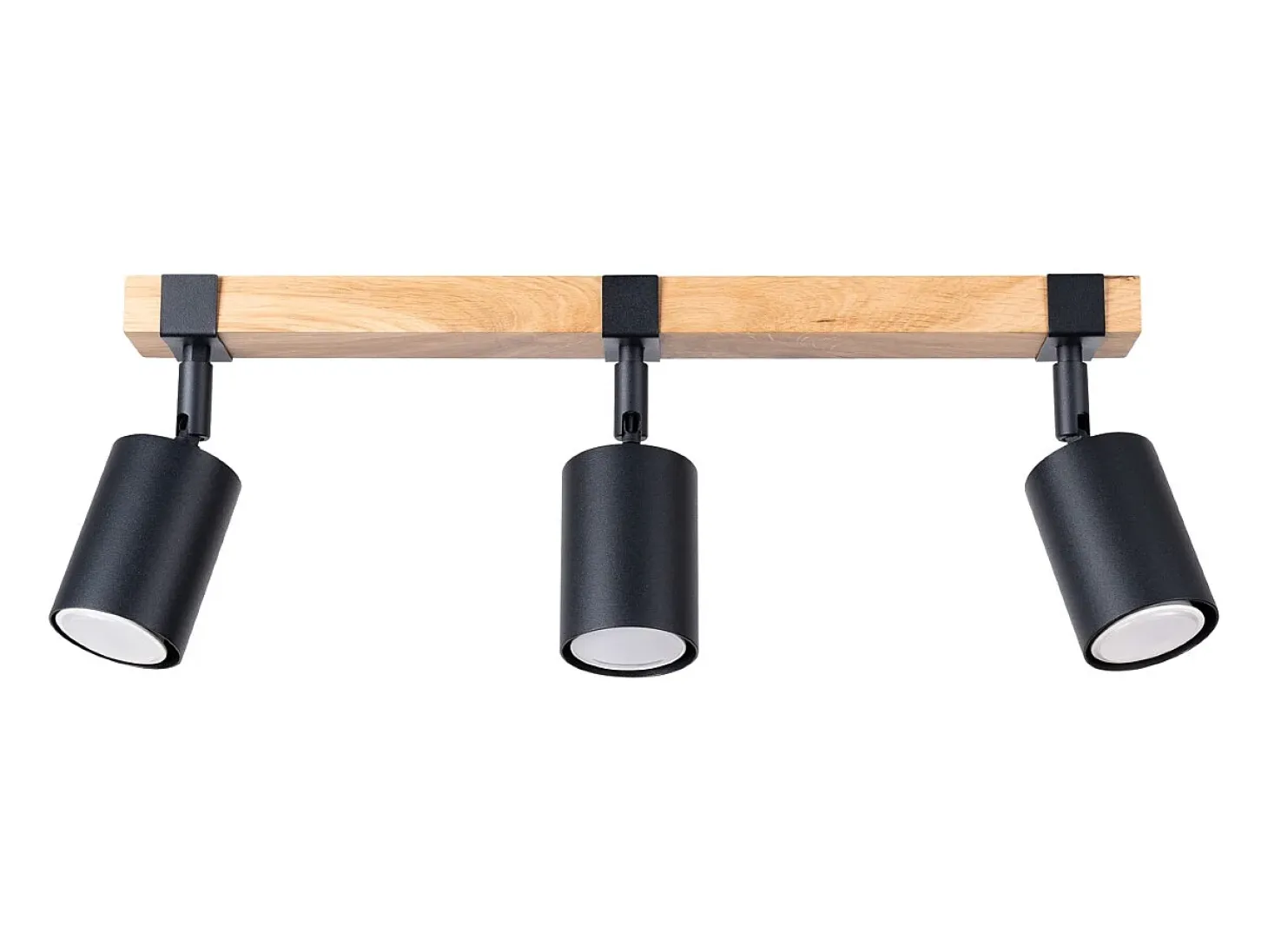 Lámparas de techo Zynelix escandinavo de acero/madera natural - 3 fuentes luminosas 3000K - L.54 x A.17,2 cm - negro/madera natural