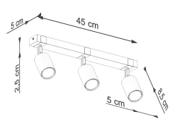 Lámparas de techo Zynelix escandinavo de acero/madera natural - 3 fuentes luminosas 4000K - L.54 x A.17,2 cm - negro/madera natural