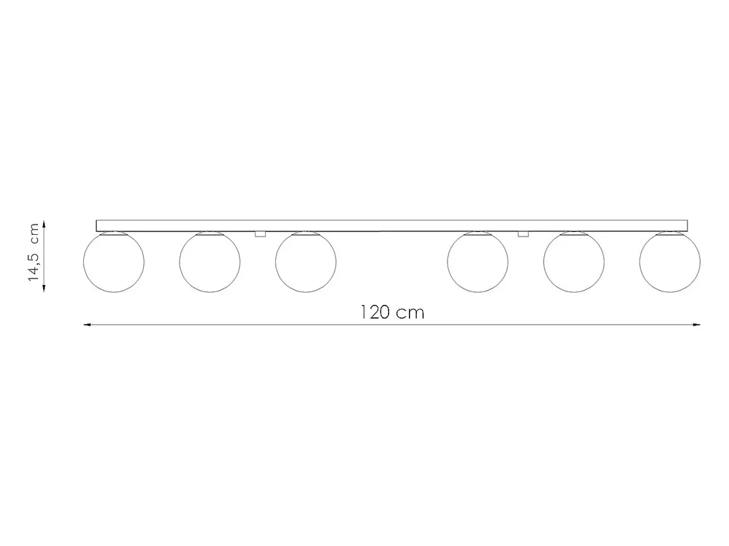 Lámparas de techo Zynfi moderno de acero/vidrio - 6 fuentes luminosas 3000K - L.120 x A.14,5 cm - negro