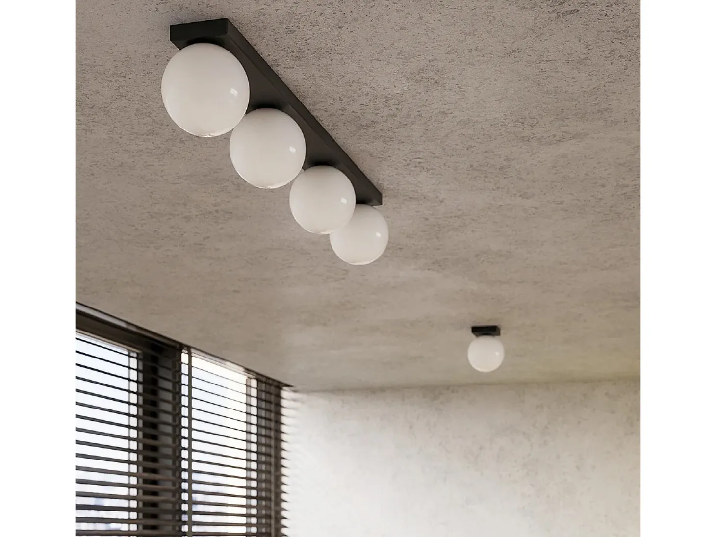 Lámparas de techo Zynfi moderno de acero/vidrio - 6 fuentes luminosas 3000K - L.120 x A.14,5 cm - negro