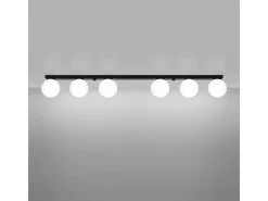 Lámparas de techo Zynfi moderno de acero/vidrio - 6 fuentes luminosas 4000K - L.120 x A.14,5 cm - negro