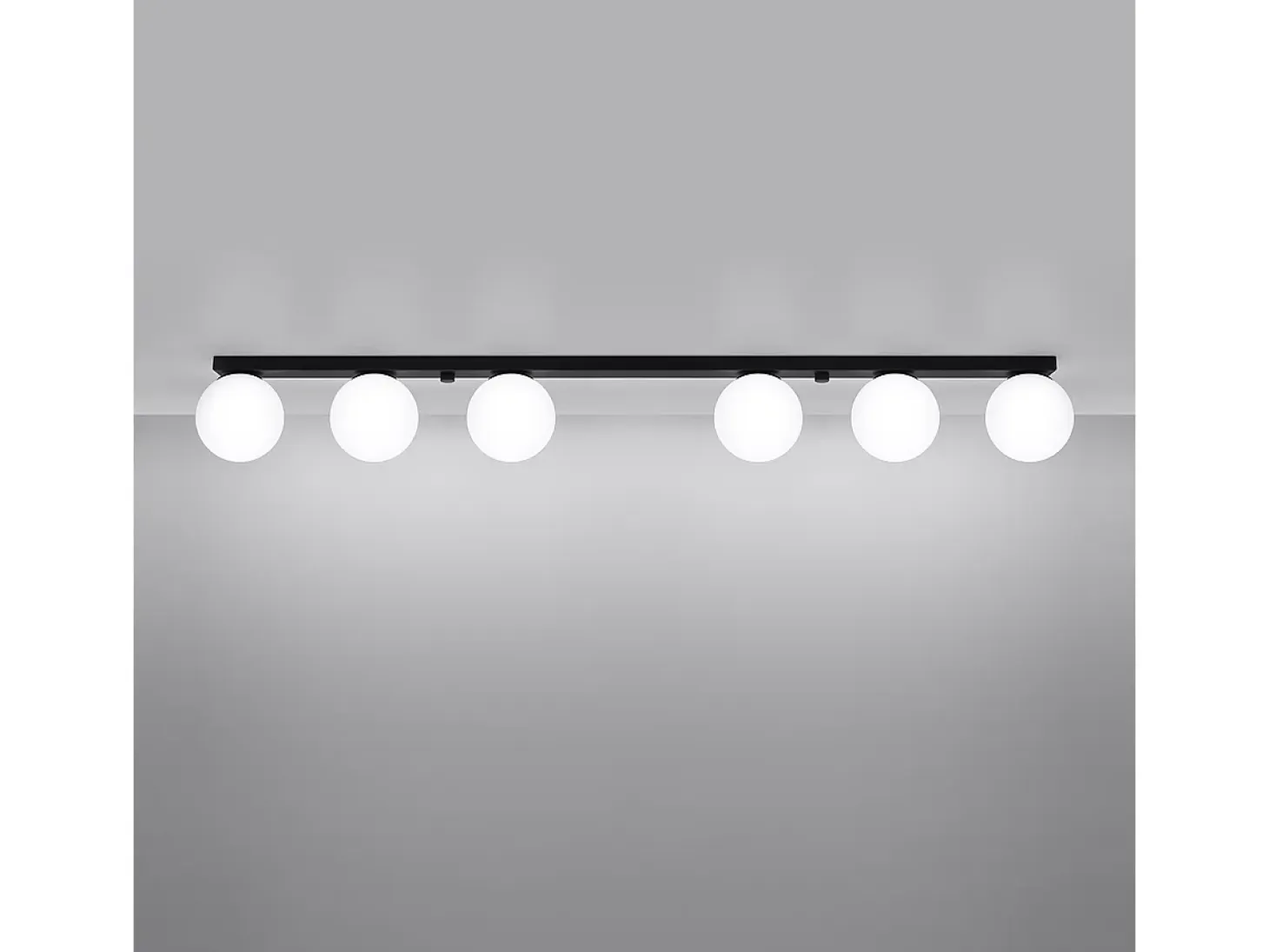 Lámparas de techo Zynfi moderno de acero/vidrio - 6 fuentes luminosas 4000K - L.120 x A.14,5 cm - negro