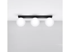 Lámparas de techo Zynfi moderno de acero/vidrio - 3 fuentes luminosas 3000K - L.50 x A.14,5 cm - negro