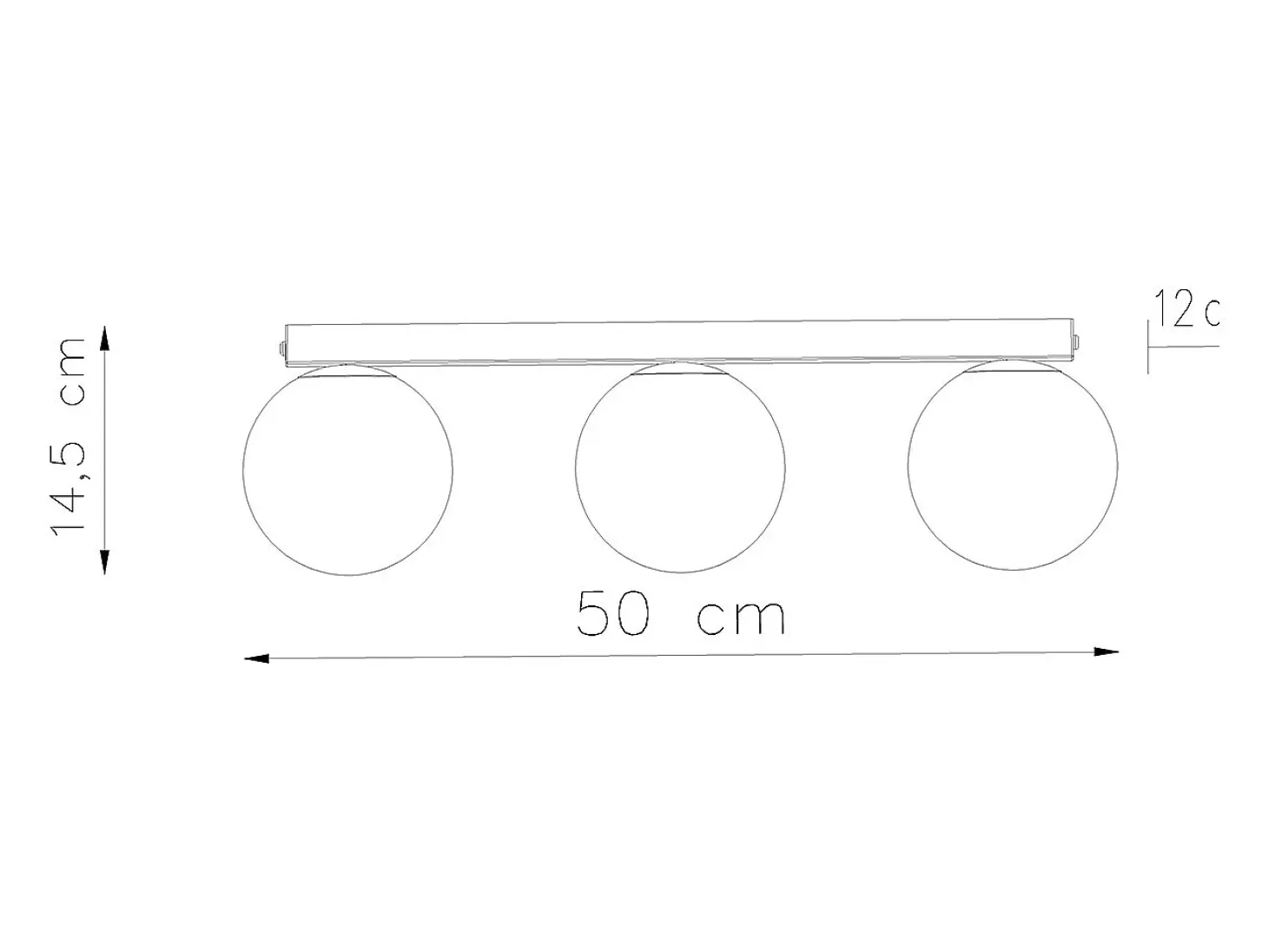 Lámparas de techo Zynfi moderno de acero/vidrio - 3 fuentes luminosas 4000K - L.50 x A.14,5 cm - negro