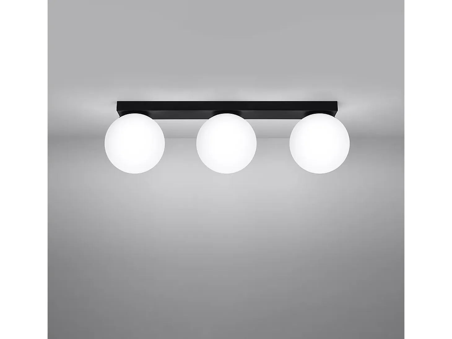 Lámparas de techo Zynfi moderno de acero/vidrio - 3 fuentes luminosas 4000K - L.50 x A.14,5 cm - negro