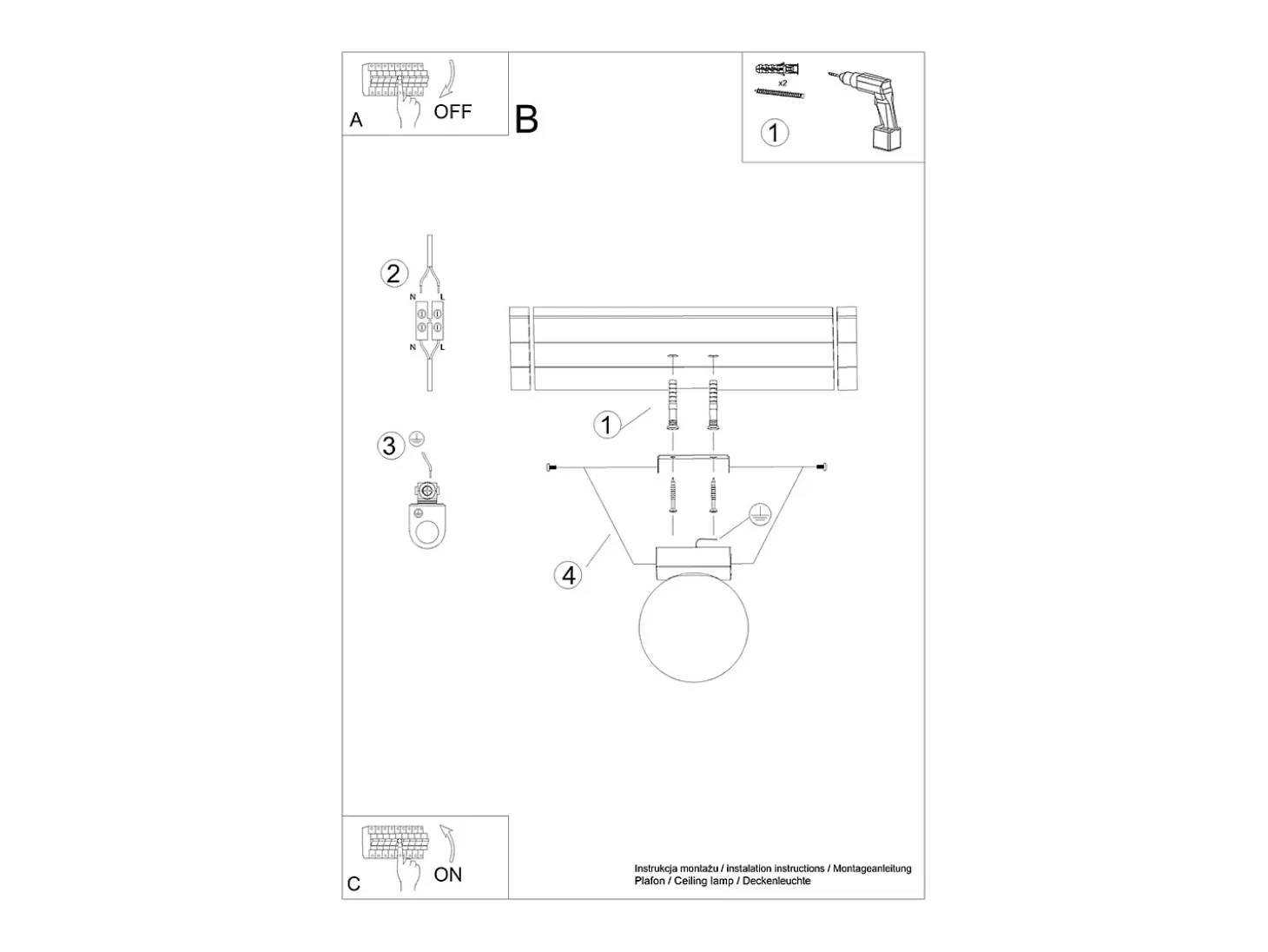 Lámparas de techo Zynfi moderno de acero/vidrio - 1 fuentes luminosas 4000K - L.12 x A.14,5 cm - negro