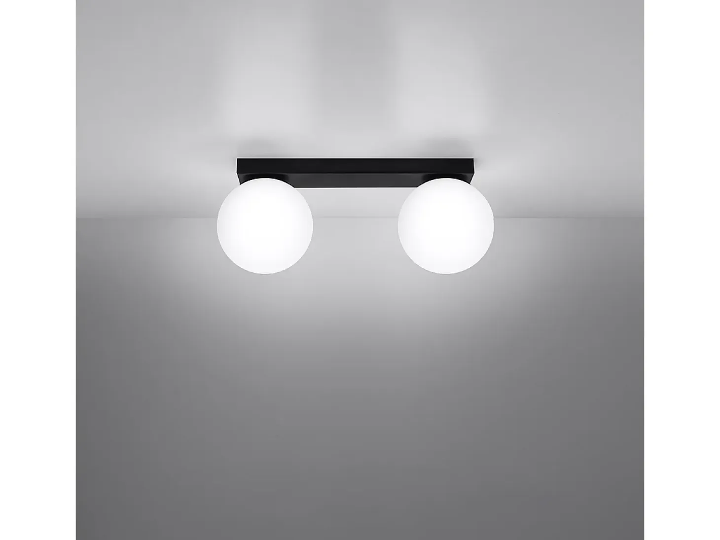 Lámparas de techo Zynfi moderno de acero/vidrio - 2 fuentes luminosas 4000K - L.34,5 x A.14,5 cm - negro