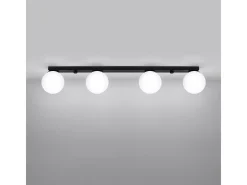 Lámparas de techo Zynfi moderno de acero/vidrio - 4 fuentes luminosas 4000K - L.88 x A.14,5 cm - negro