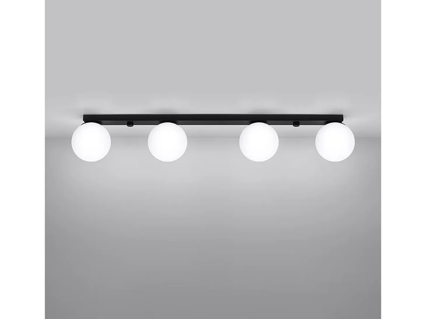 Lámparas de techo Zynfi moderno de acero/vidrio - 4 fuentes luminosas 4000K - L.88 x A.14,5 cm - negro