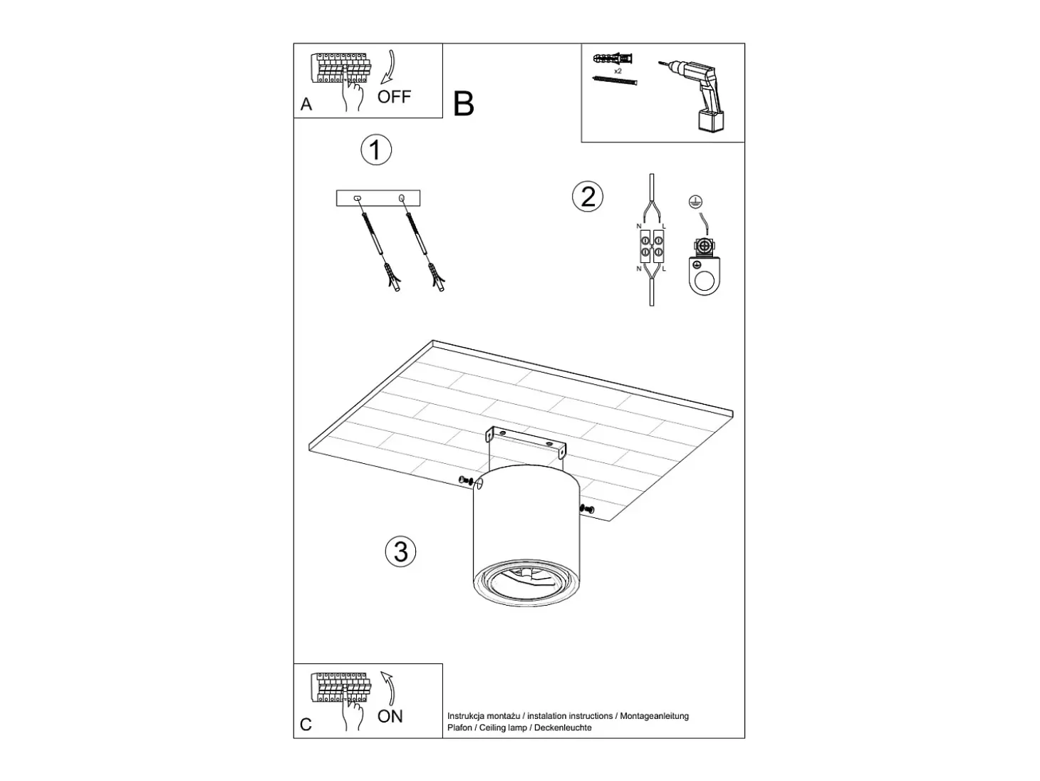 Lámparas de techo Zynko industrial de concreto - 1 fuentes luminosas 3000K - L.14 x A.14 cm - gris