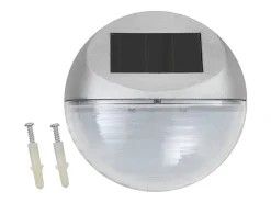 Lámparas solares LED de pared exterior redonda 24 uds plateadas ES636316
