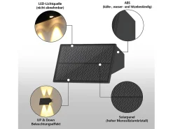 Lámparas solares NETTLIFE para exteriores - 4 apliques solares de pared para exteriores, luz blanca cálida
