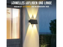 Lámparas solares NETTLIFE para exteriores - 4 apliques solares de pared para exteriores, luz blanca cálida