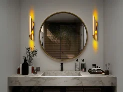 Lote de 2 apliques de pared de metal dorado - Alt. 40 x P 11 cm - Alt. 40 x P 11 cm - LYNOR