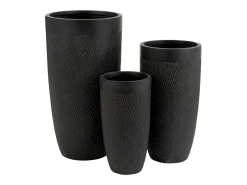 Lote de 3 macetas altas de arcilla negra H.46 a 72 cm