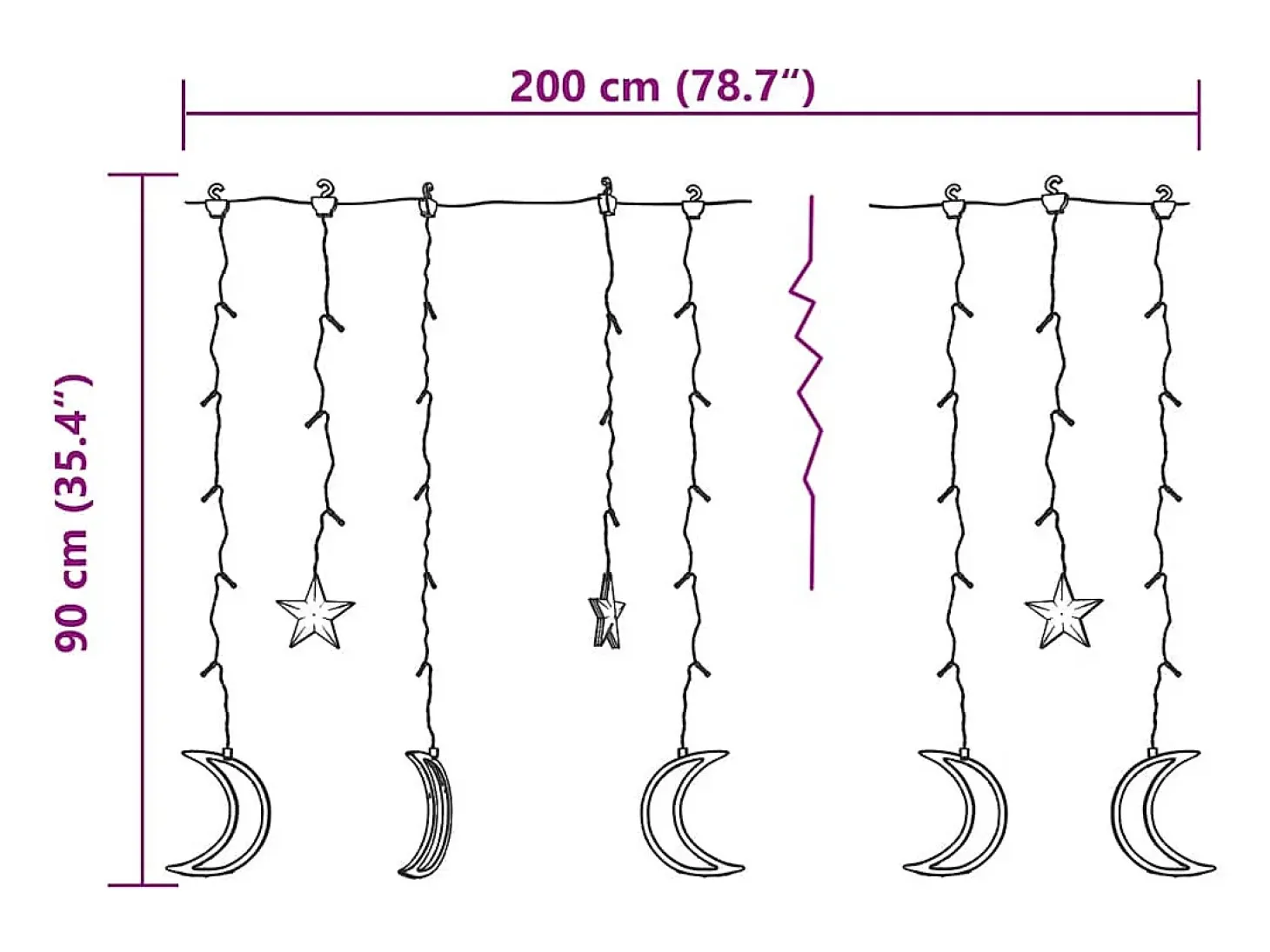 Luces estrella y luna 138 LEDs blanco frío con control remoto