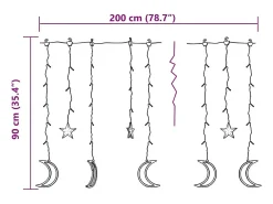 Luces estrella y luna 138 LEDs blanco cálido con control remoto