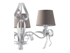 Lucy - Lámpara de araña blanca estilo shabby chic con pantallas gris paloma, 3 luces Ø59 cm