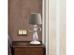 Lucy - Lámpara de mesa Shabby de hierro lacado blanco 1 luz Al.35 - Ø16 - BL184-LT-BCO