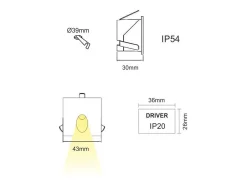 Luky - Foco empotrable LED Beneito & Faure - 2 W, luz natural 4000 K, 65° - Foco empotrable cuadrado blanco