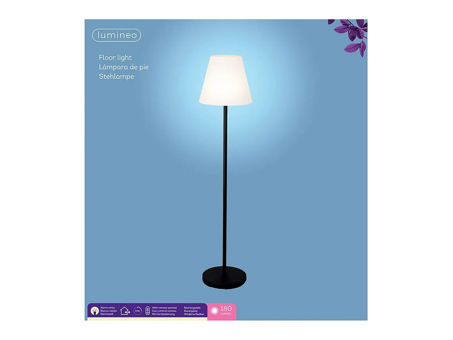 Lumineo Lámpara de pie Negro
