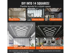 Luz de Garage SucceBuy a LED 88 000 lm DIY Bright 14 Plafón Cuadrado para Auto