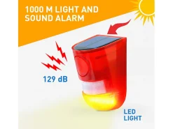 Luz LED con sirena intermitente y sensor antirrobo de energía solar Detector