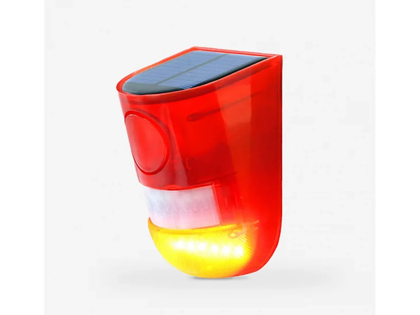Luz LED con sirena intermitente y sensor antirrobo de energía solar Detector