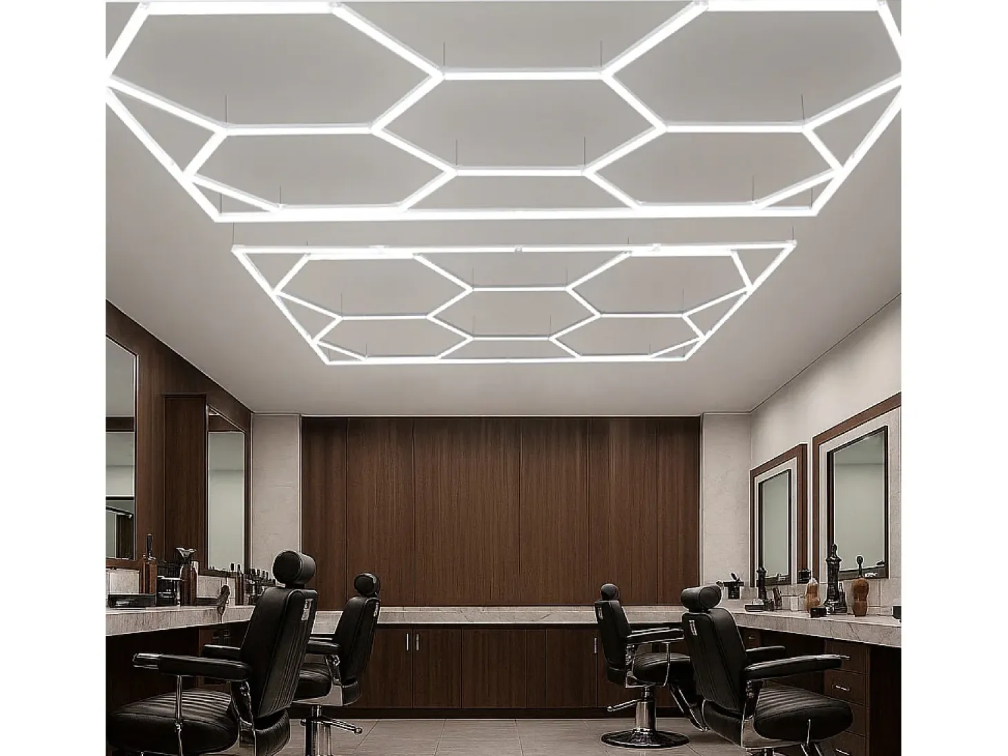 Luz LED hexagonal 10 panales y borde Detalle del coche Garaje Taller Gimnasio Panal