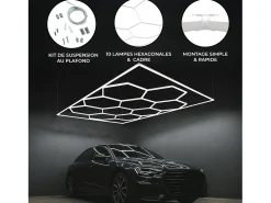 Luz LED hexagonal 10 panales y borde Detalle del coche Garaje Taller Gimnasio Panal