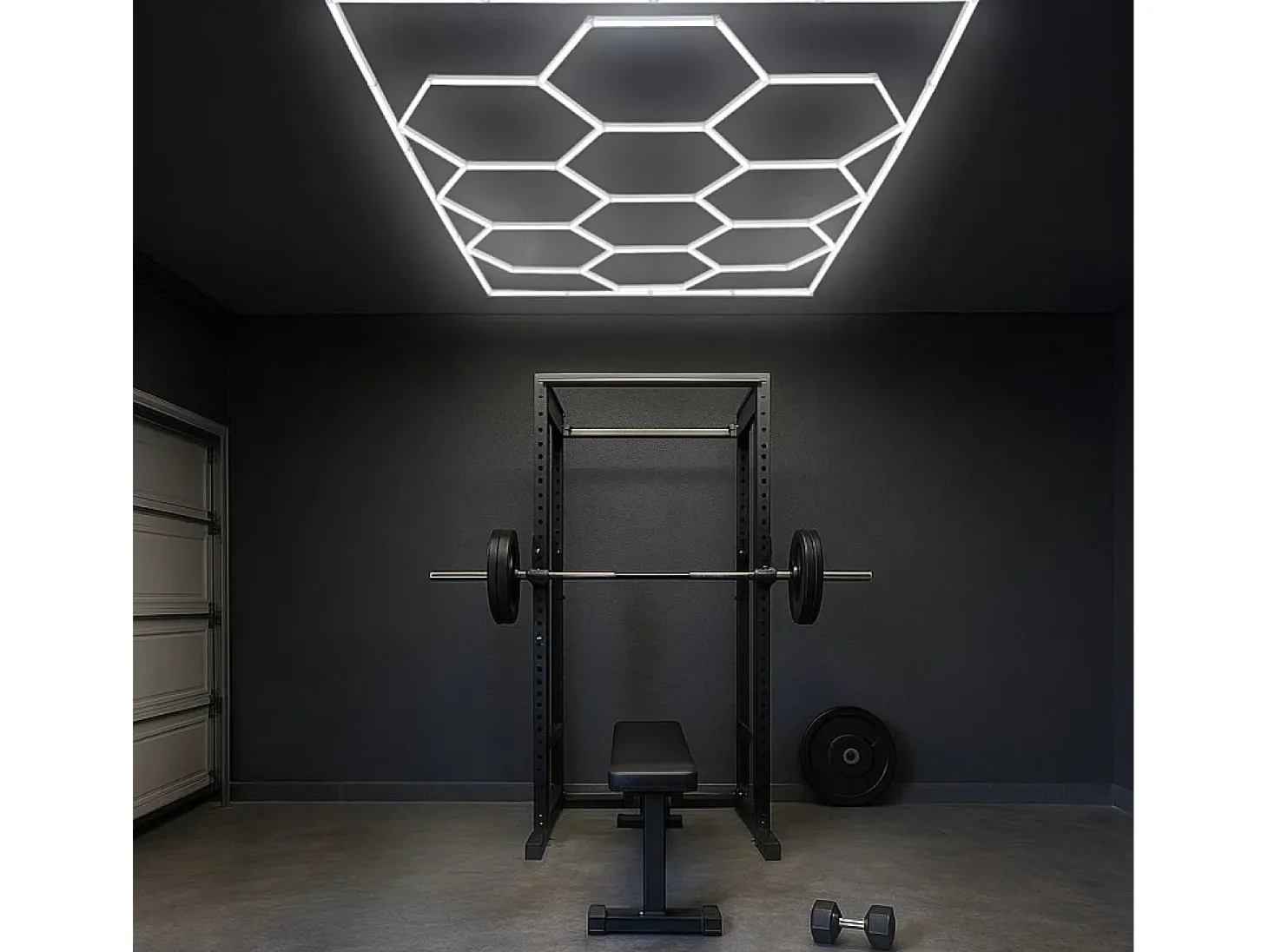 Luz LED hexagonal 10 panales y borde Detalle del coche Garaje Taller Gimnasio Panal
