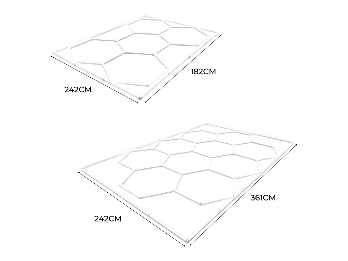 Luz LED hexagonal 10 panales y borde Detalle del coche Garaje Taller Gimnasio Panal