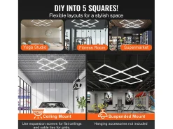 Luzes de Garage SucceBuy Cuadradas a LED 22 000 lm 5 Rejas para Iluminación de Detalle de Auto