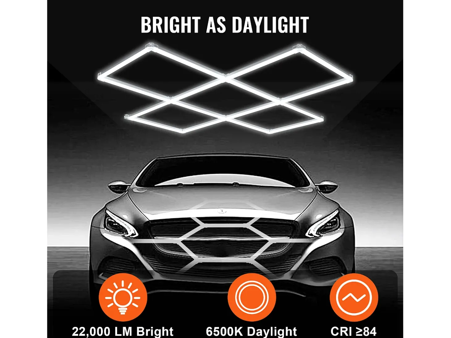 Luzes de Garage SucceBuy Cuadradas a LED 22 000 lm 5 Rejas para Iluminación de Detalle de Auto